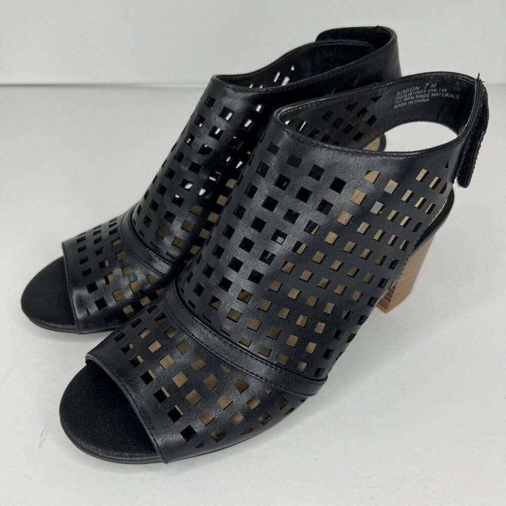 Kim Rogers Womens Simion Memory Foam Black Peep Toe Heel Size 7M Sandals